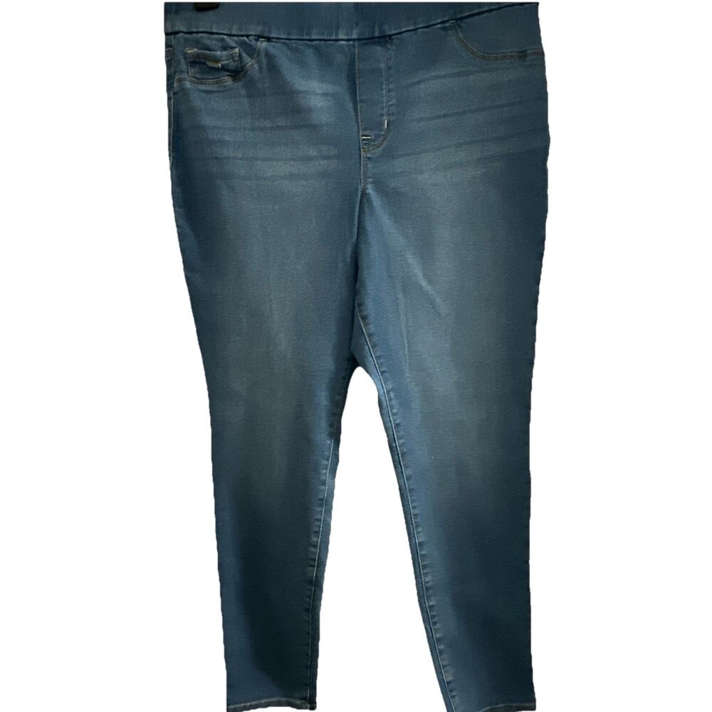 Nine West Women's Heidi Pull On Straight Pants Size 16 Stretch Denim Medium Wash